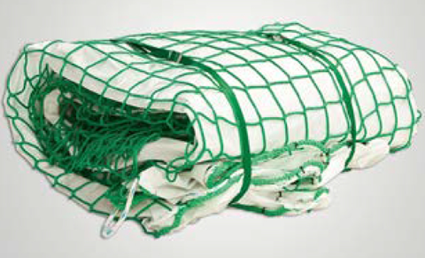 Huck Safety Net with Tarpaulin – EN1263-1 Certified Fall Arrest Safety Net, Knotless 5mm PP Rope, 100mm Mesh, 5x10m Green Construction Edge Protection, Debris Control for Work at Height
